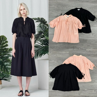 HIPU.VNXK - Áo Hobbs babydoll voal cổ tròn cột nơ cổ, 2 màu.