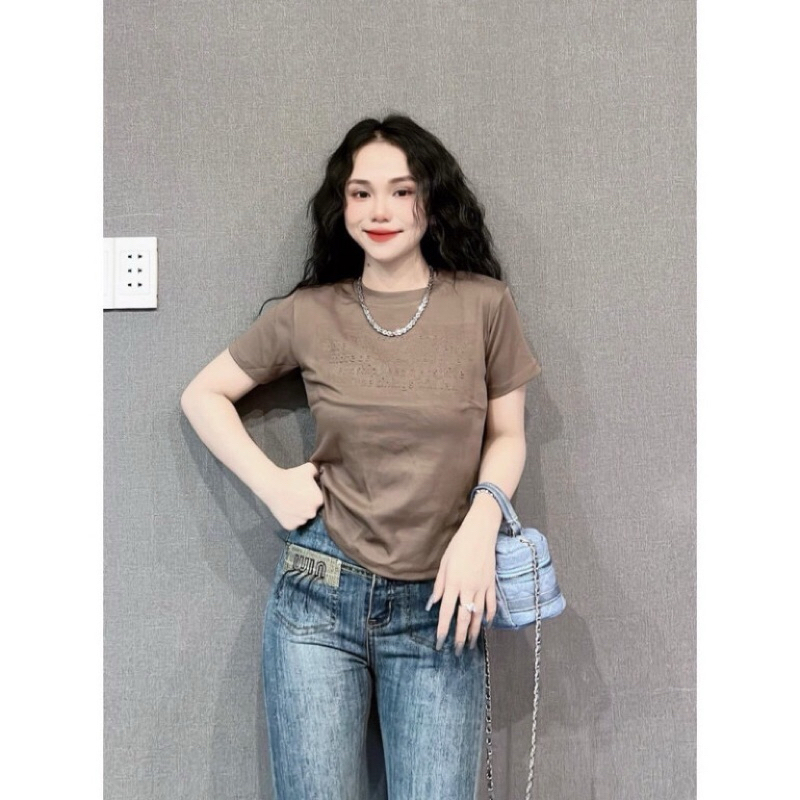 Áo thun chữ dập nổi baby tee form dáng đẹp chất cotton khô 3158 phuongvy88