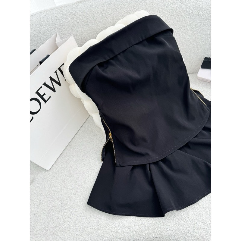 Set áo cúp ngực xẻ tà kéo khóa bên hông kèm chân váy xòe dáng ngắn sang chảnh phù hợp đi tiệc CATCHY | BigBuy360 - bigbuy360.vn