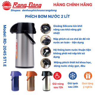 Phích nước Rạng Đông 2 lít 2045 ST1.E, bình thủy giữ nhiệt, đựng nước pha trà, cafe