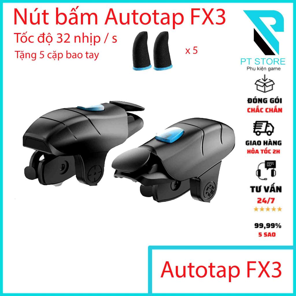 Nút bấm chơi game FX3 auto táp 32 nhịp/s bắn Pubg Mobile Free Fire 4 ngón cực nhạy cực bền và an toàn