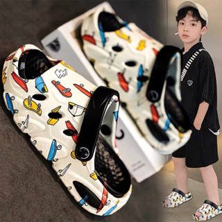 Giày sục trẻ em size 24-35 - Dép sandal bé trai và bé gái quai bản ngang nhựa eva đúc liền đế bánh mì in hình 6605-6