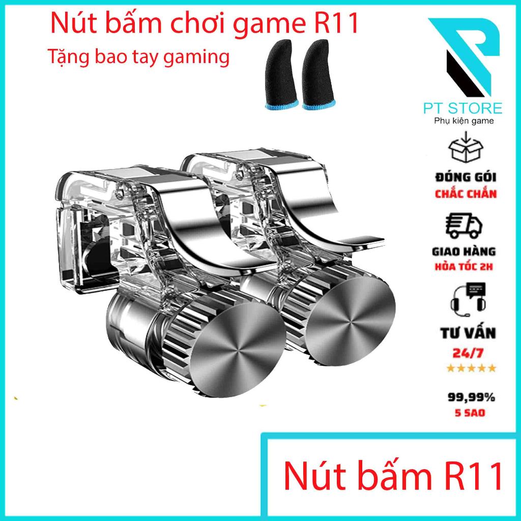 Bộ 2 nút bấm cơ R11 trong suốt lẫy kim loại cao cấp - hỗ trợ chơi game pubg, ff, cod... Lực bấm nhẹ không gây tiếng ồn