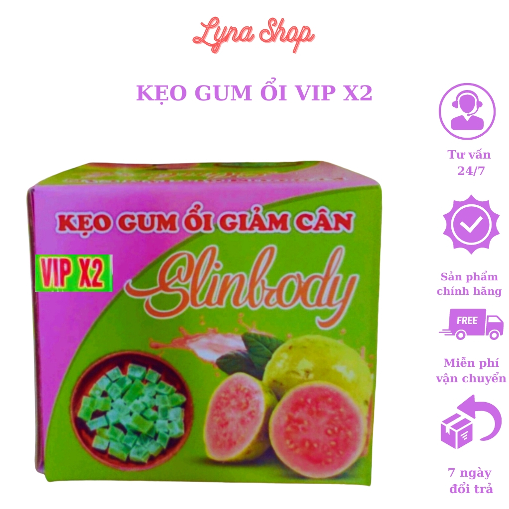 Kẹo Gum Ổi Giảm Cân VIP X2 Chính Hãng Giảm Cân An Toàn Hiệu Quả sau 10 ngày