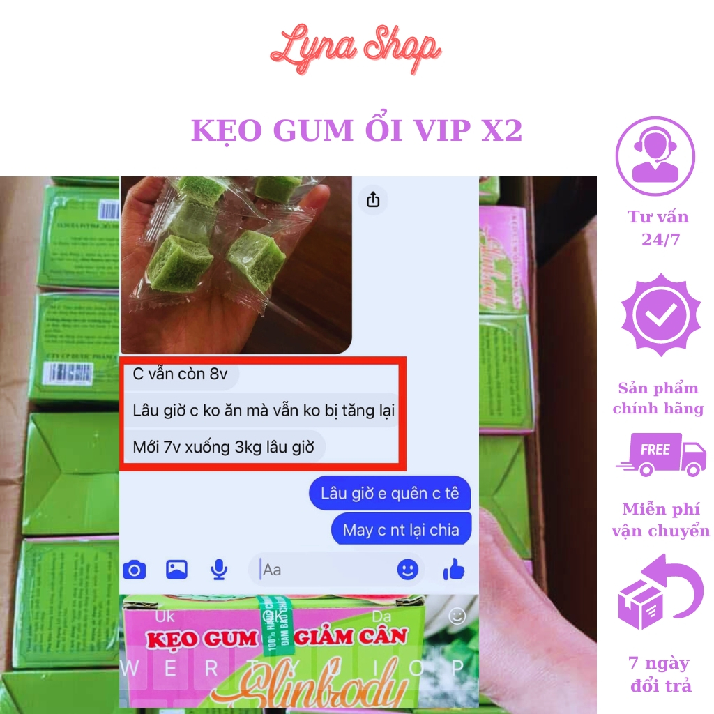 Kẹo Gum Ổi Giảm Cân VIP X2 Chính Hãng Giảm Cân An Toàn Hiệu Quả sau 10 ngày