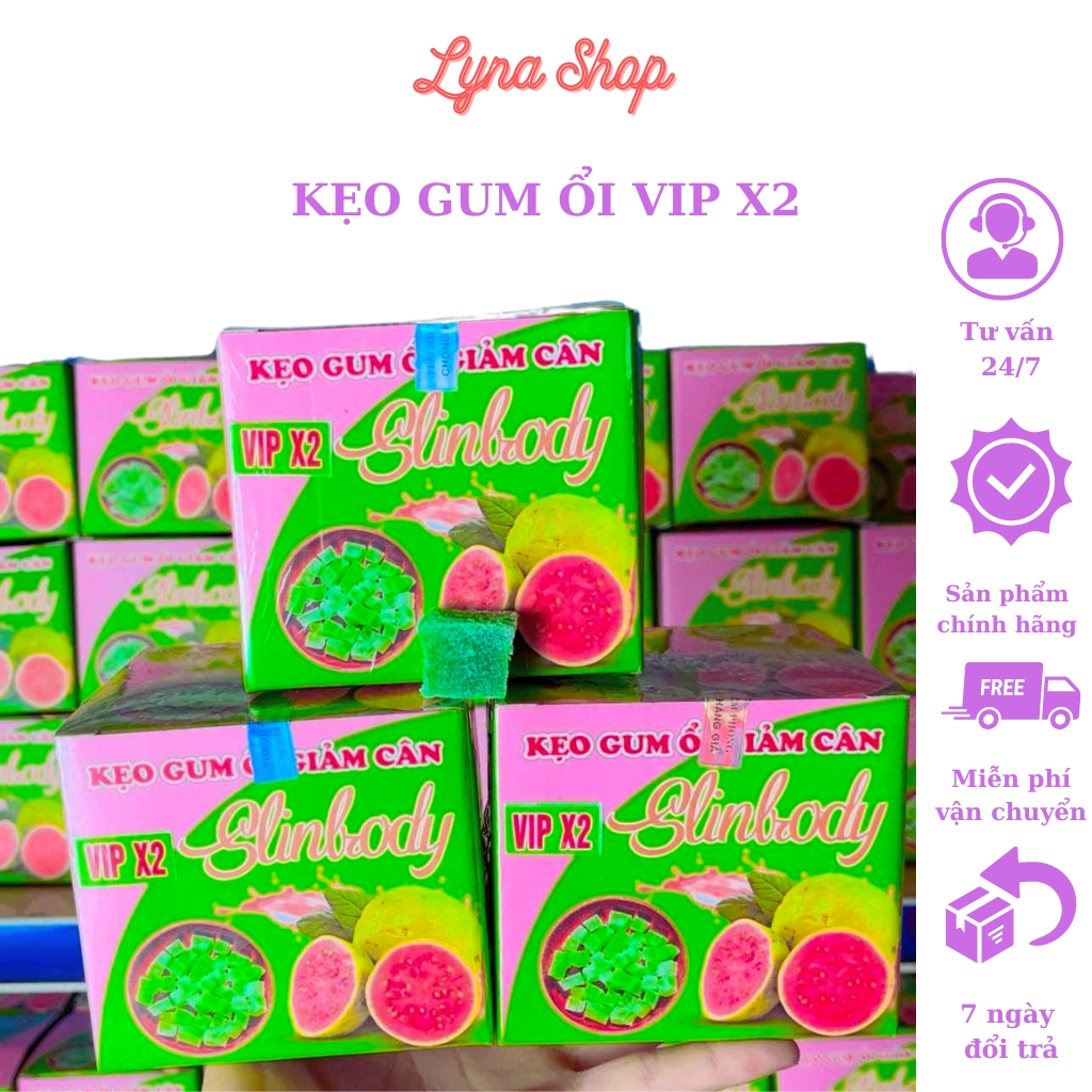 Kẹo Gum Ổi Giảm Cân VIP X2 Chính Hãng Giảm Cân An Toàn Hiệu Quả sau 10 ngày