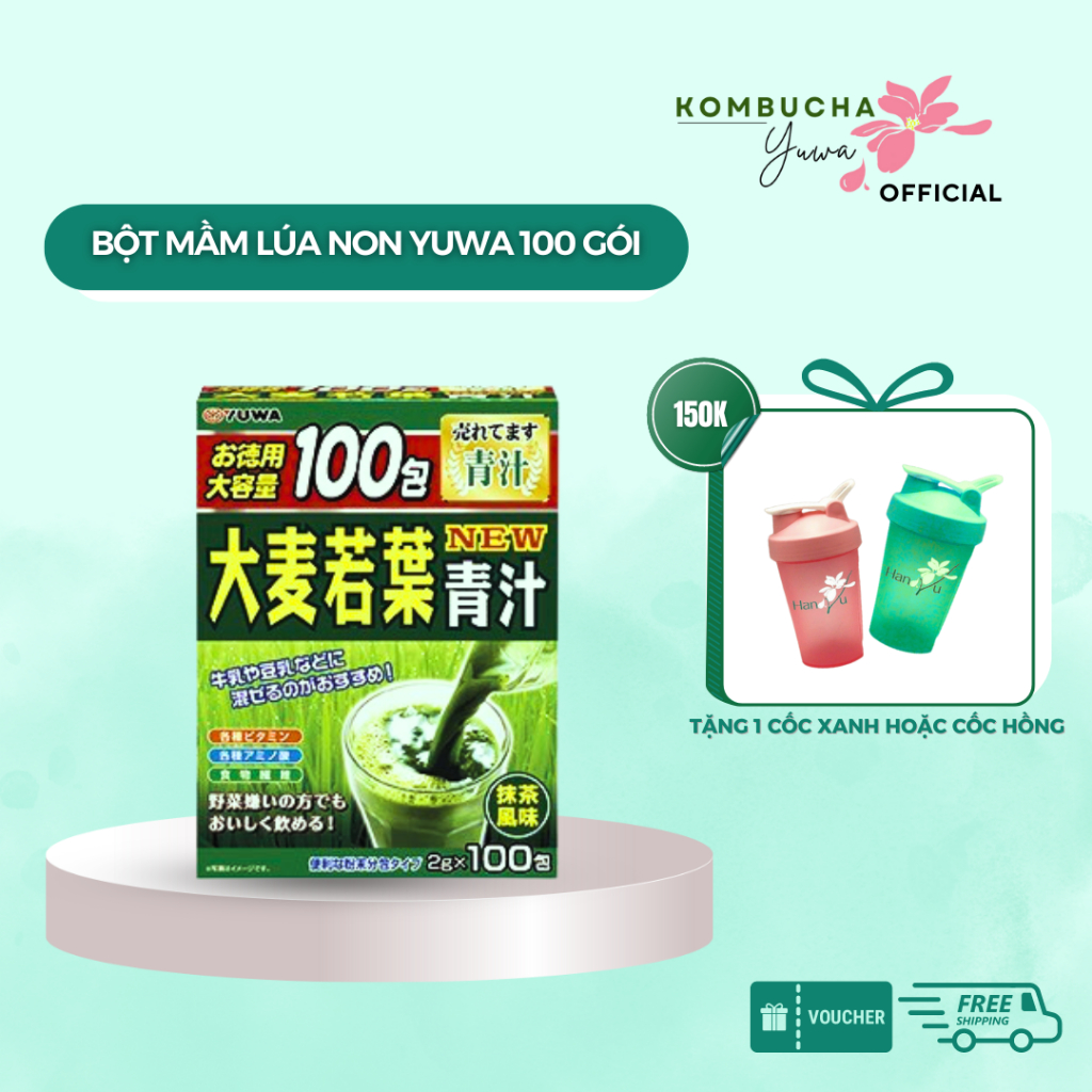 Bột mầm lúa non hữu cơ nguyên chất Yuwa Nhật Bản