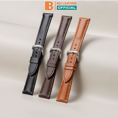 Dây đồng hồ nam da box- khâu tay thủ công D115 size 18mm, 20mm, 22mm, 24mm-Bụi Leather