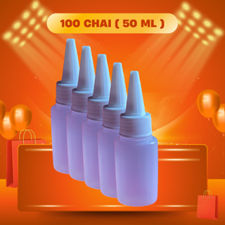 [ HOẢ TỐC] Combo 100 Chai nhựa AC mềm nút nhọn nhỏ giọt 50ml đựng sốt ,chai nhựa xịt bơ