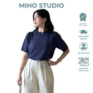 Áo len lông thỏ cổ 2 phân tay bồng cách điệu chất len dày dặn Miho Studio