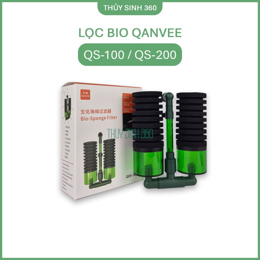 Lọc Vi Sinh QS 100A/200A - Lọc Sủi Hơi Oxy - Sử Dụng Cho Bể Cá, Tép Cảnh