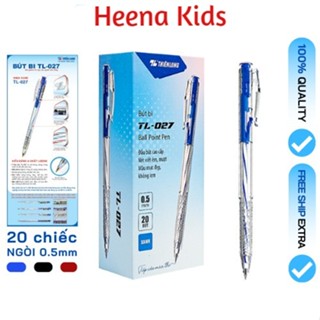 Bút bi TL 027 hộp 20 cái màu xanh / đen ngòi 0,5mm FREE SHIP Bút bi xanh / đen văn phòng phẩm