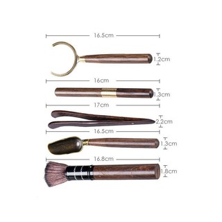 Bộ Dụng Cụ Dùng Pha Trà Đạo, Bộ Cung Nhãn Chất Liệu Bằng Đồng Và Gỗ Mun Đen