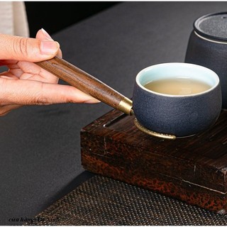 Bộ Dụng Cụ Dùng Pha Trà Đạo, Bộ Cung Nhãn Chất Liệu Bằng Đồng Và Gỗ Mun Đen