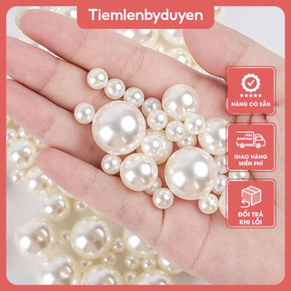Có lỗ)Túi Ngọc trai nhân tạo loại tốt Trắng Ngà, Trắng Tinh nhiều size handmade DIY