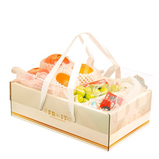 Hộp đựng trái cây sang trọng, hộp hoa quả màu nâu nắp mica, hộp đựng đồ quà tặng lễ, tết, noen...