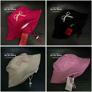 nón vành che nắng cho bé gái thêu nơ size bé 2- 6  tuổi - mũ bucket 2 lớp cho trẻ em dưới 7 tuổi