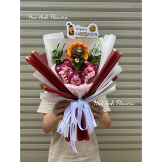  BÓ HOA GẤU DÂU,HƯỚNG DƯƠNG LEN 40-50cm +TÚI GIẤY,TH TẶNG BANER ĐƯỢC CHỌN TỪNG NGÀY LỄ  TỐT NGHIỆP KỈ YẾU  