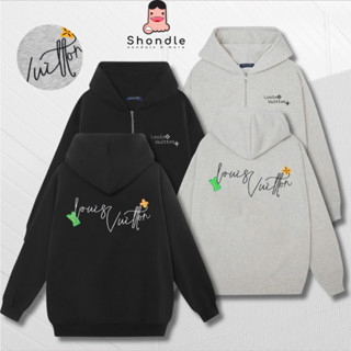 Áo Khoác Hoodie Zip LV Thêu Hoa Nón 2 Lớp Chất Nỉ Bông Mịn Dày Dặn Khoá Kim Loại Full Tag Mạc