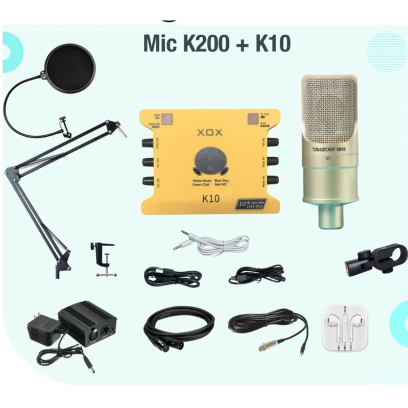 Chọn Bộ Thu Âm Mic Takstar PC K200 + Sound Card XOX K10 Bản Kỷ Niệm kèm đầy đủ phụ kiện dây kết nối bảo hành 12 tháng