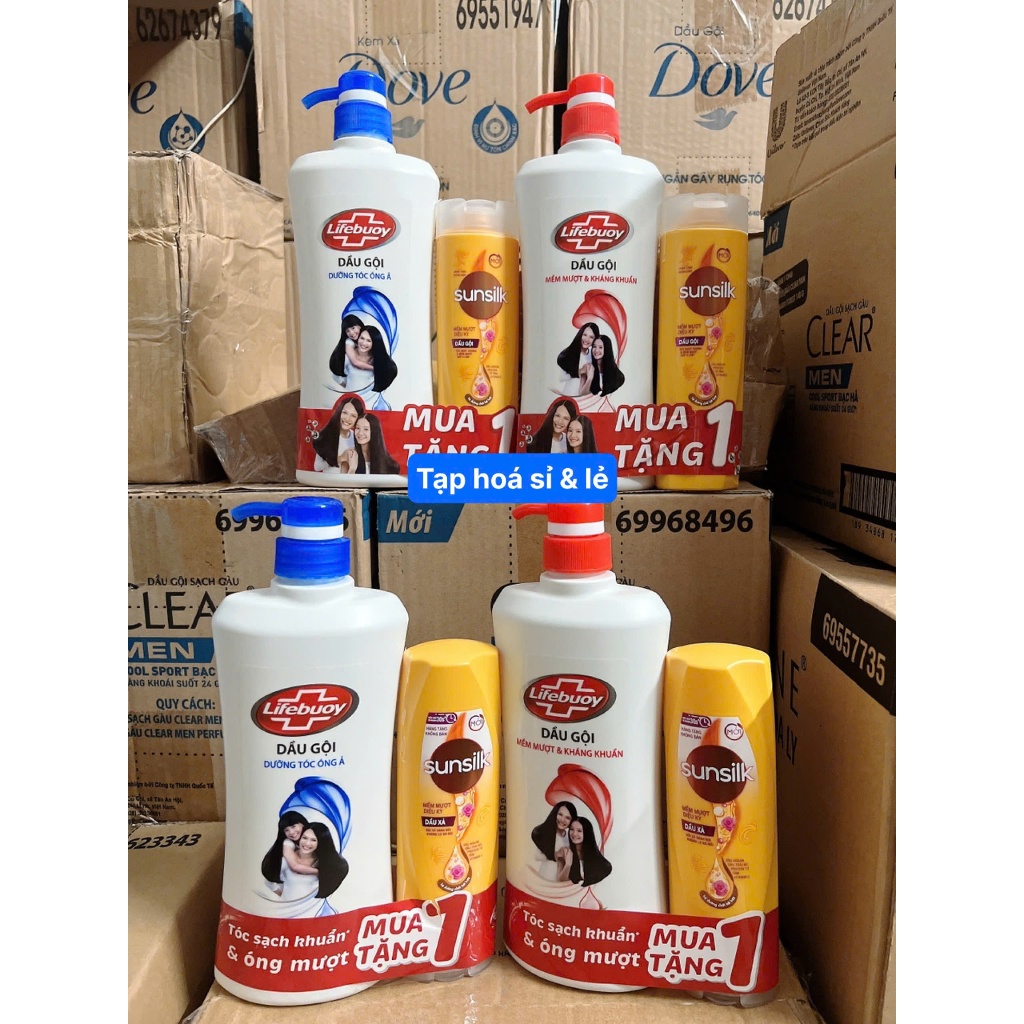 Dầu gội lifebuoy Hồng/ xanh 640g tặng xả sunsilk hoặc kem đánh răng 80g hoặc nước rửa tay