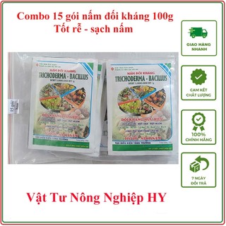 Combo 15 gói nấm đối kháng Trichoderma 100g, trichodemar 20 tỷ bào tử giúp đối kháng nấm bệnh, ngăn ngừa tuyến trùng rễ