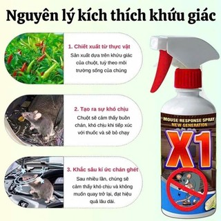 Chai Xịt Đuổi Chuột Châu Âu X1 - CARE 500ml - Dùng Xe Ôtô, Trong Nhà - Chiết Xuất Tự Nhiên An Toàn Cho Người Dùng