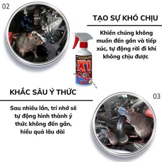 Chai Xịt Đuổi Chuột Châu Âu X1 - CARE 500ml - Dùng Xe Ôtô, Trong Nhà - Chiết Xuất Tự Nhiên An Toàn Cho Người Dùng
