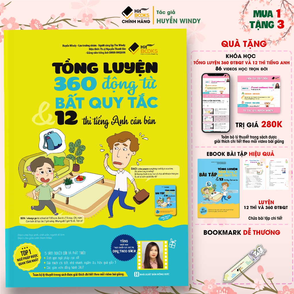 Sách - Tổng Luyện 360 Động Từ Bất Quy Tắc và 12 Thì Tiếng Anh Cơ Bản - TẶNG KÈM KHOÁ HỌC HITBOOKS