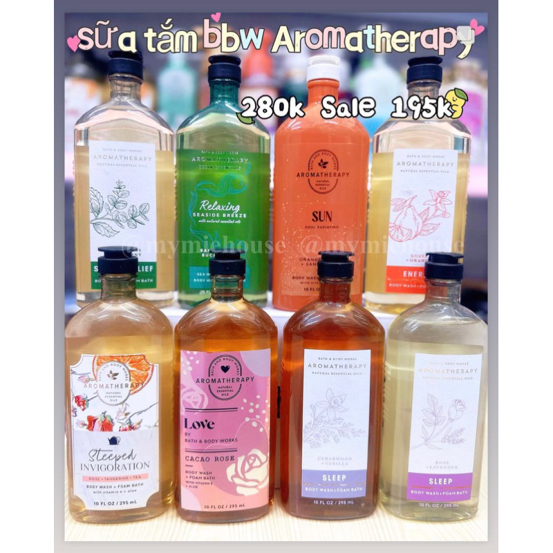 SỮA TẮM BATH & BODY WORKS / AROMATHERAPY dòng thư giãn tr.ị liệu mùi hương 236ml-295ml
