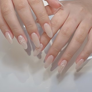 Móng giả thiết kế thạch nước gạo Cici nailbox C166 nơ trắng basic