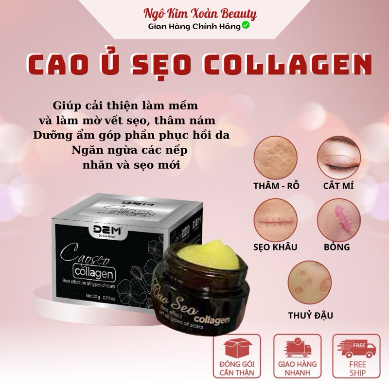 Cao Ủ  Sẹo Collagen , Kem Sẹo Thâm, Rỗ Collagen Tươi Dr.EvaMoon