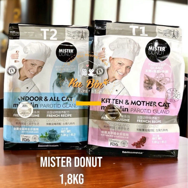 [ MISTER DONUT ] Thức Ăn Hạt Cao Cấp Mister Donut Giàu Dinh Dưỡng Dành Cho Mèo Mọi Lứa Tuổi Túi Hãng