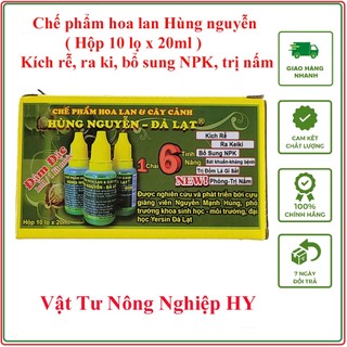 Hộp 10 lọ Chế phẩm hoa lan Hùng Nguyễn , Siêu ra rễ, kích ki, trừ nấm ( lọ 20ml )