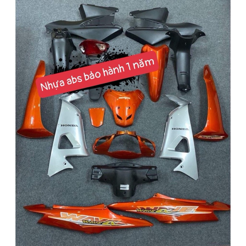 Dàn Áo Màu Cam - Bộ Vỏ Nhựa Wave Alpha 100 - Wave 50cc - Wave Rs Mã 1122