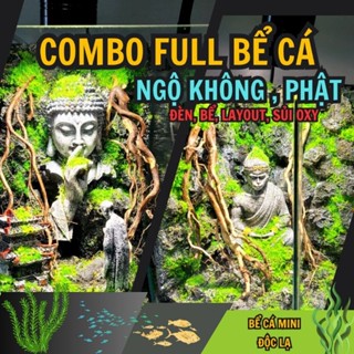 [ Bể cá mini tượng ngộ không, tượng phật ngồi thiền ] Full combo đầy đủ, layout tiểu cảnh setup sẵn