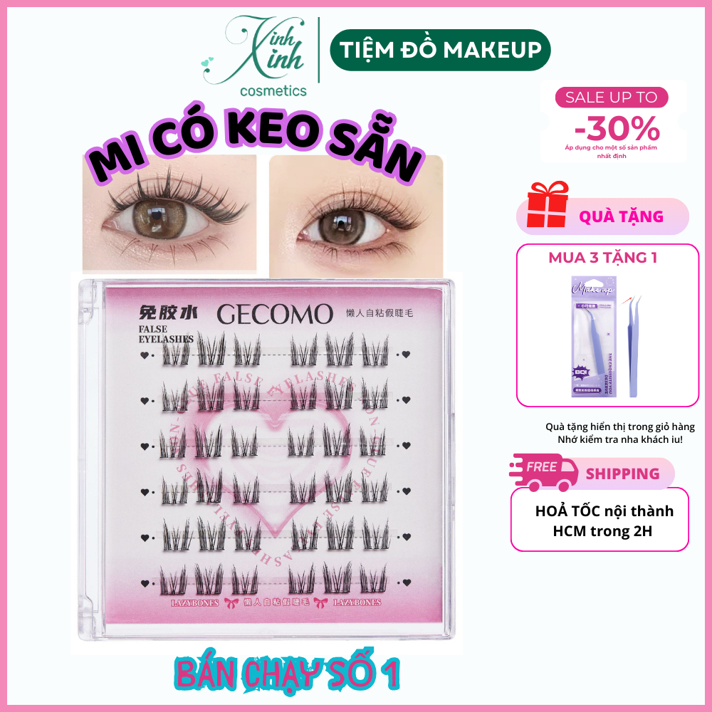Lông mi giả có keo sẵn GECOMO, mi ANIME Mi hướng dương lông mềm không cộm | XINH XINH COSMETICS