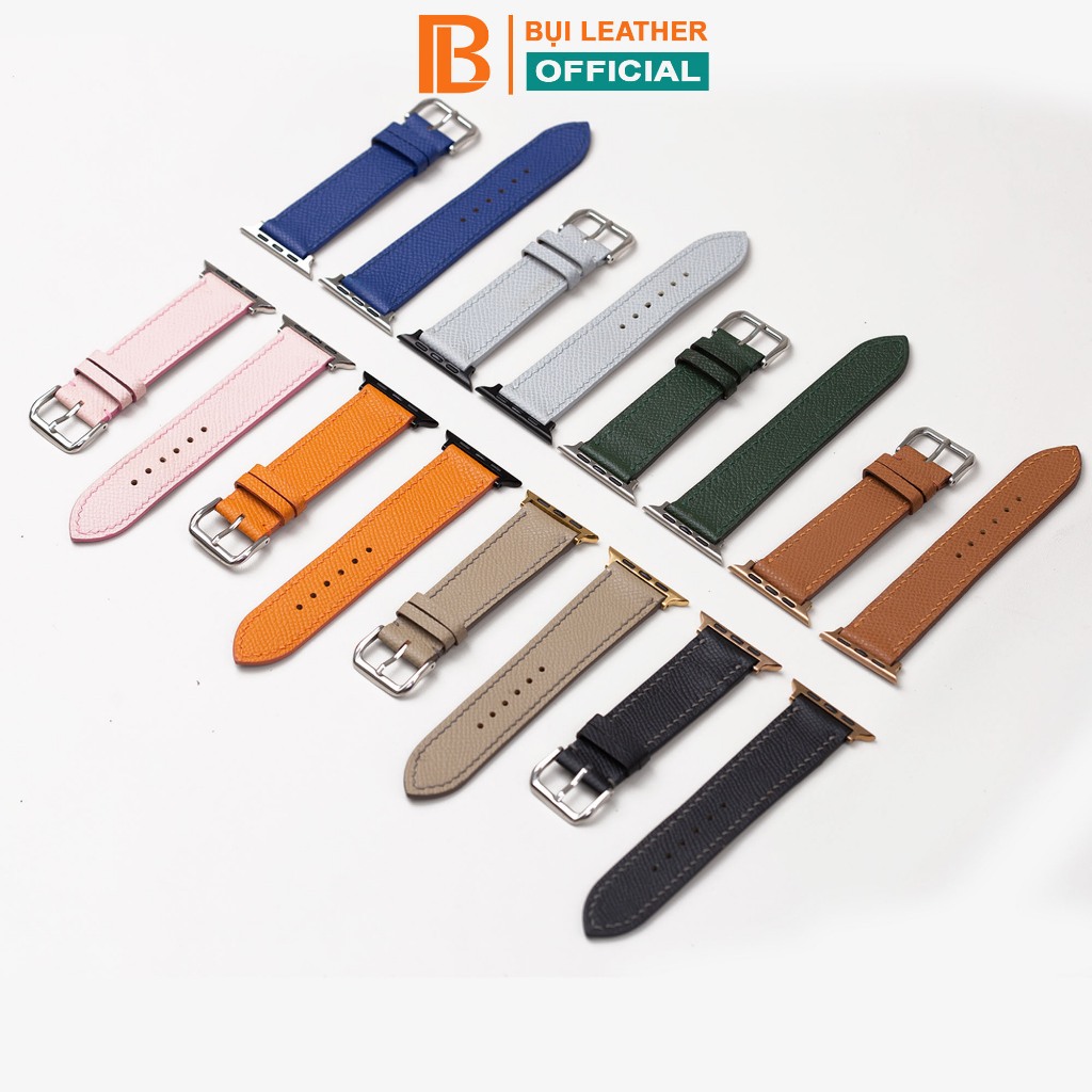 Dây da epsom cho applewatch-khâu tay thủ công D121-size 38mm, 40mm, 41mm, 42mm, 44mm,45mm, 49mm - Bụ