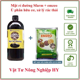 Combo 1 Chai Rỉ mật + 1 gói vi sinh Emzeo Chuyên dùng Ủ Phân bón, Rác Thải hữu Cơ, Đầu Nành, Phân cá