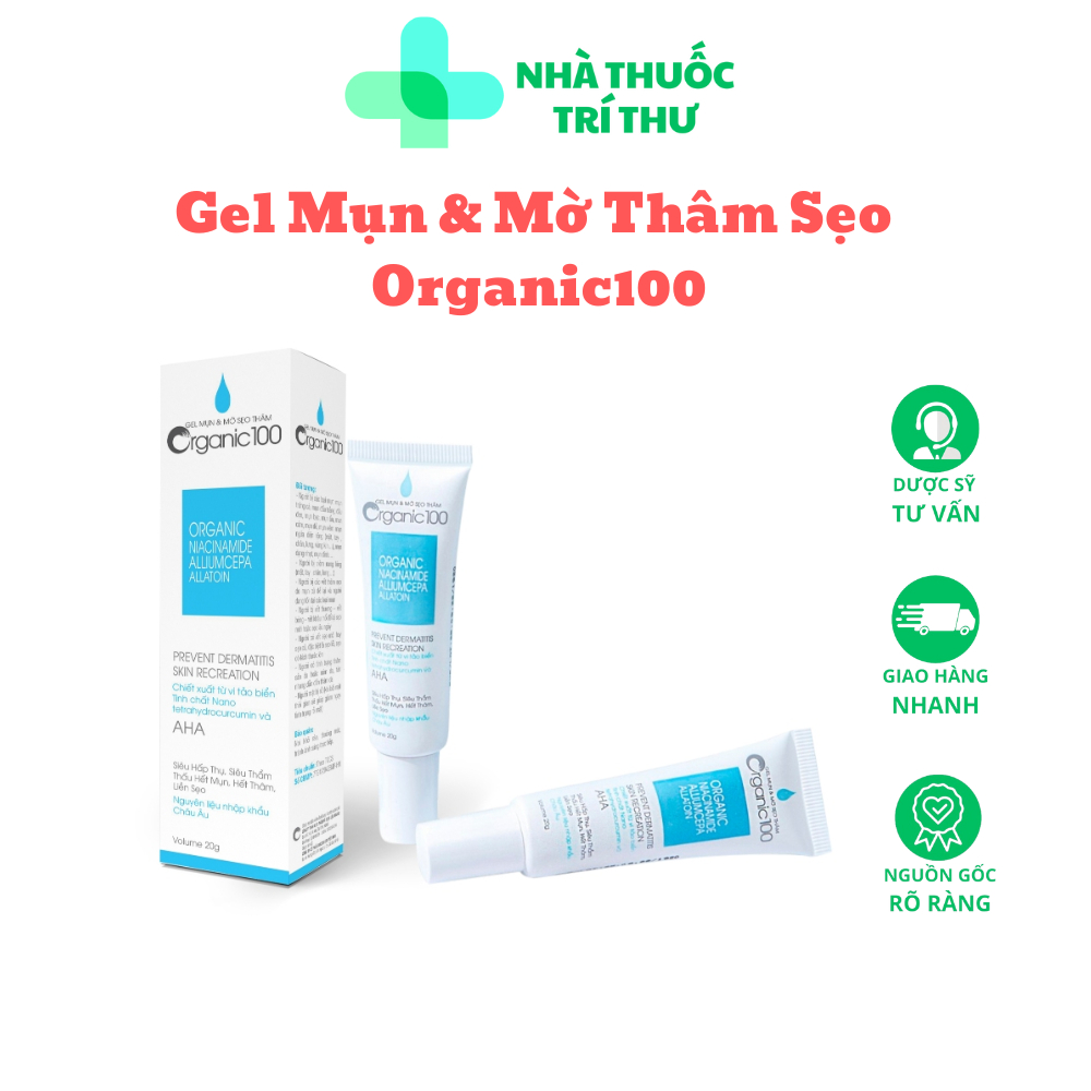 Gel Bôi Mụn và Mờ Sẹo Thâm Organic100 Tuýp 20g