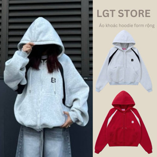Áo Khoác Hoodie Form Rộng [CÓ ẢNH THẬT] Áo Khoác Hoodie chất nỉ ngoại mềm mại dày dặn Áo Khoác THÊU CHỮ B
