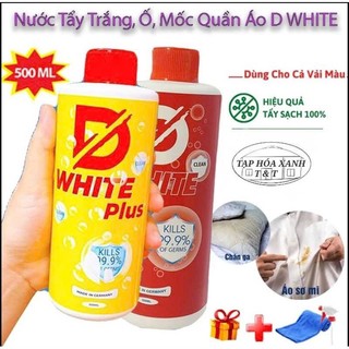 [Tặng Vòi Xịt] Chai Tẩy Trắng Quần Áo D-White, Tẩy Mốc, Ố Vàng, Không Phai Màu Vải - Chính Hãng Đánh Bay Mọi Vết Bẩn