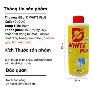 [Tặng Vòi Xịt] Chai Tẩy Trắng Quần Áo D-White, Tẩy Mốc, Ố Vàng, Không Phai Màu Vải - Chính Hãng Đánh Bay Mọi Vết Bẩn