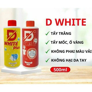 [Tặng Vòi Xịt] Chai Tẩy Trắng Quần Áo D-White, Tẩy Mốc, Ố Vàng, Không Phai Màu Vải - Chính Hãng Đánh Bay Mọi Vết Bẩn