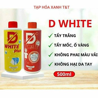 [Tặng Vòi Xịt] Chai Tẩy Trắng Quần Áo D-White, Tẩy Mốc, Ố Vàng, Không Phai Màu Vải - Chính Hãng Đánh Bay Mọi Vết Bẩn