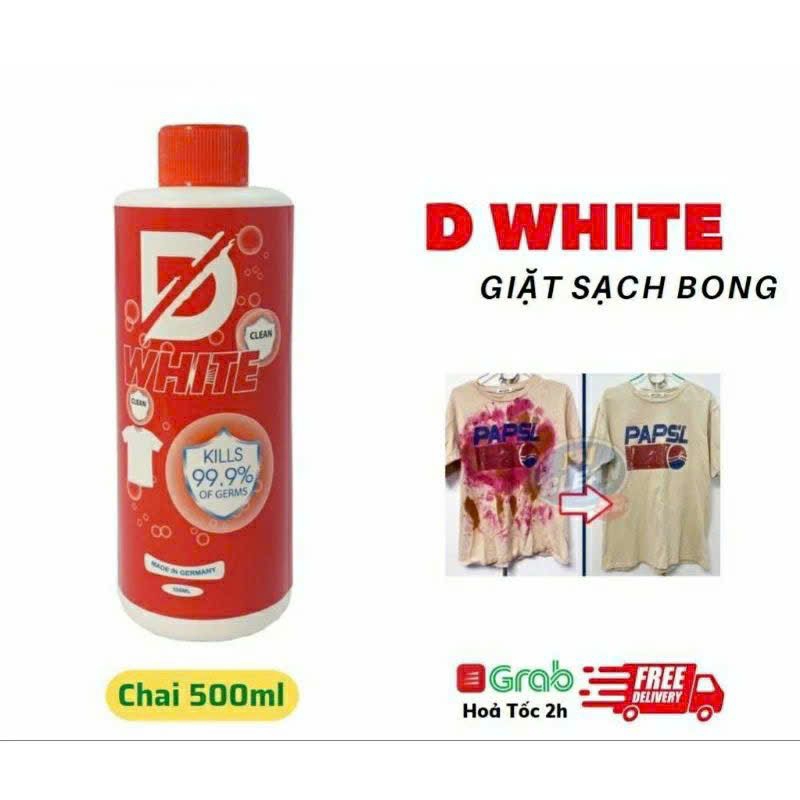 [Tặng Vòi Xịt] Chai Tẩy Trắng Quần Áo D-White, Tẩy Mốc, Ố Vàng, Không Phai Màu Vải - Chính Hãng Đánh Bay Mọi Vết Bẩn