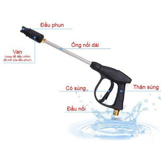 Súng rửa xe cao áp dài 60cm chân ren 22