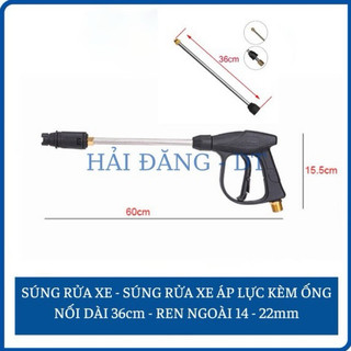 Súng rửa xe cao áp dài 60cm chân ren 22