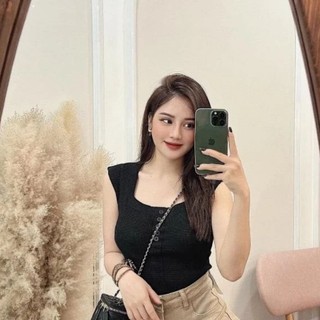 Áo len khuy cổ vuông hàng QC