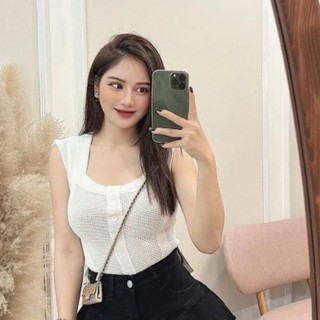 Áo len khuy cổ vuông hàng QC